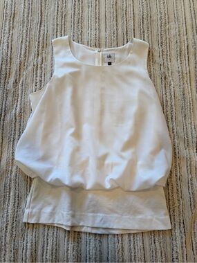 CAbi White Bubble Hem Sleeveless Camisole